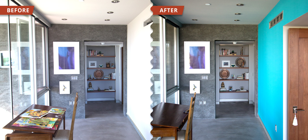 Interior Study Room An Example of our interior painting work which adds an accent wall to brightens the atmosphere